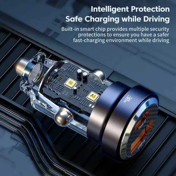 Швидка зарядка Toocki 30W USB TypeC QC4.0 QC3.0 SCP 5A PD.Зарядка авто