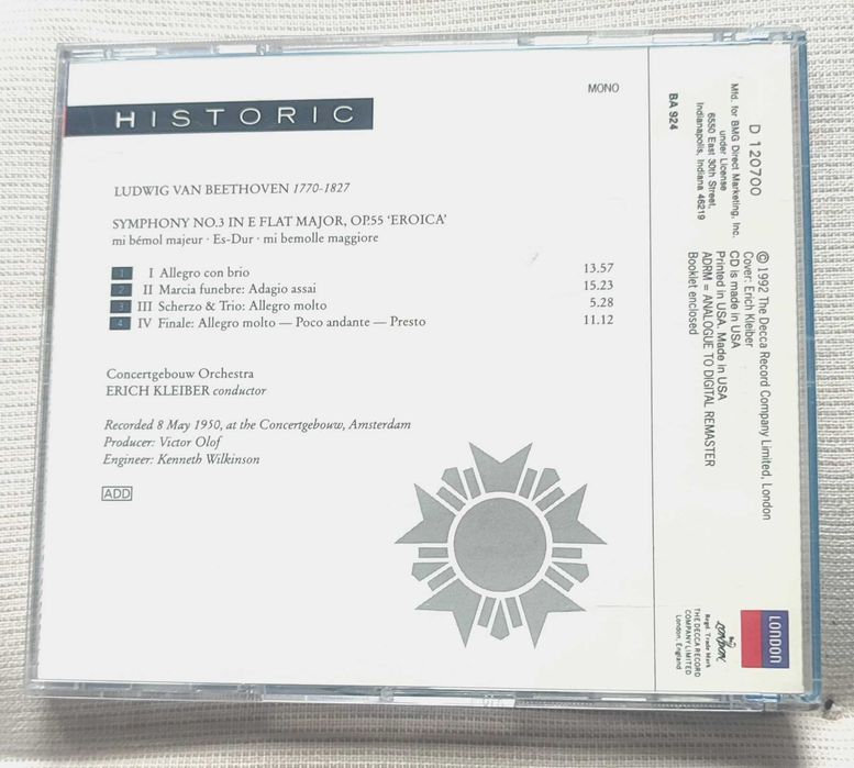 CD Historic Beethoven Symphony No.3 Erich Kleiber