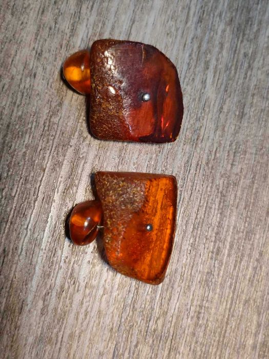 Запонки крупные янтарь СССР