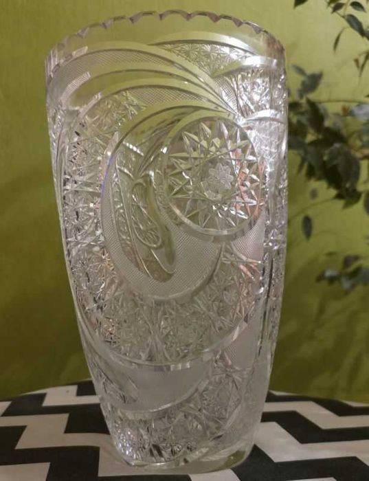 Piękny Puchar, wazon ze szkła kryształowego, vinted PRL