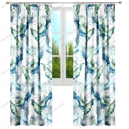 ‼️ WYPRZEDAŻ ‼️ 2 zasłony w niebieskie i zielone liście