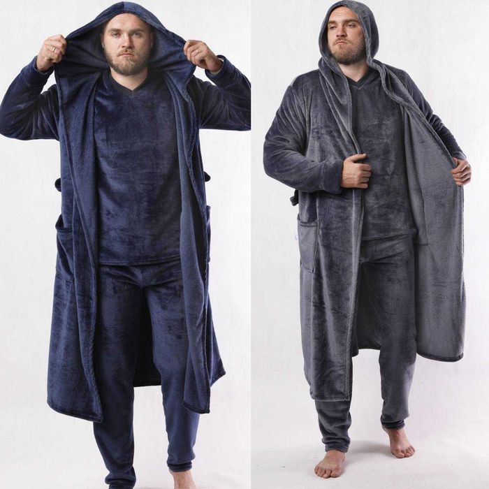 Чоловічий домашній махровий костюм піжама