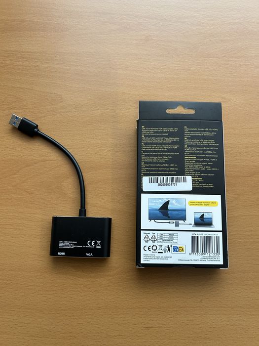 USB to HDMI + VGA display adapter - Cablexpert - Novo