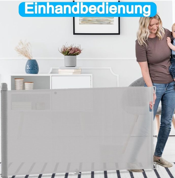 Bramka ochronna na drzwi dla dzieci wysuwana 0-300cm szara barierka