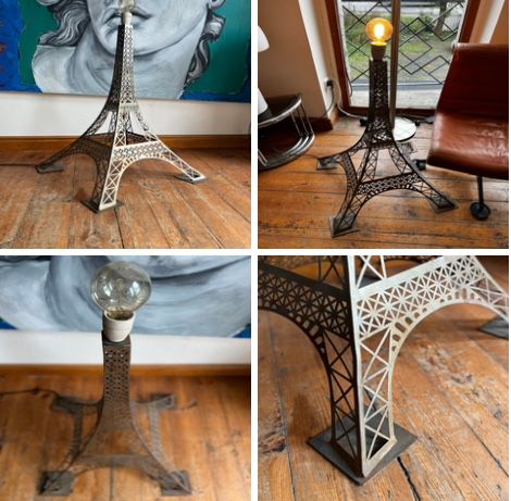 Unikatowa lampa podlogowa wieża Eiffla. Brutalizm