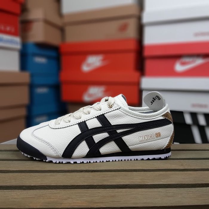 Жіночі кросівки Asics Onitsuka Tiger Mexico 66 Cream Black Gold молочні з чорним