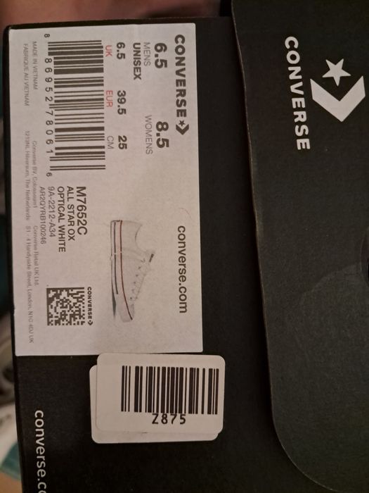 Białe trampki Converse All Star Ox Trampki All Star Ox M7652C r. 39,5
