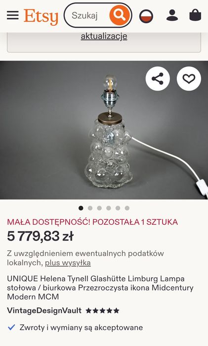 Wazon szkło klosz lampy Helena Tynell ? szkło PRL