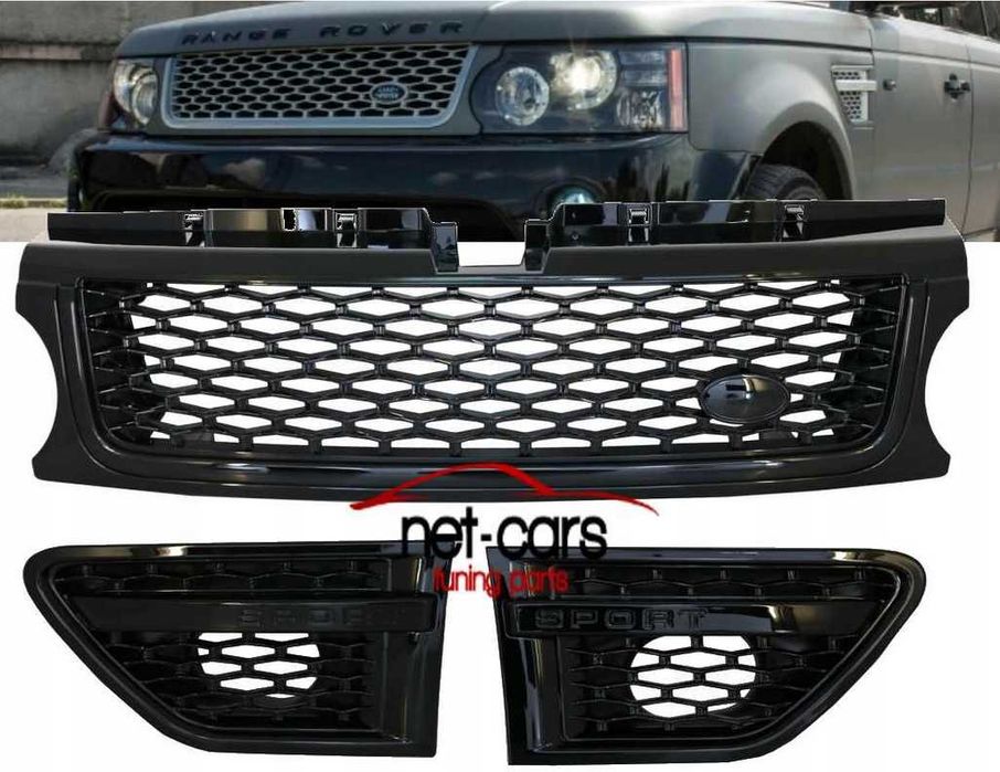 Grill + wloty RANGE ROVER SPORT L320 -13 czarny połysk