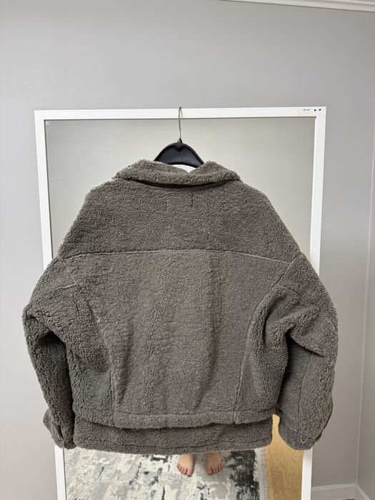 Сіра коротка шуба-куртка тедді M Raval бомбер