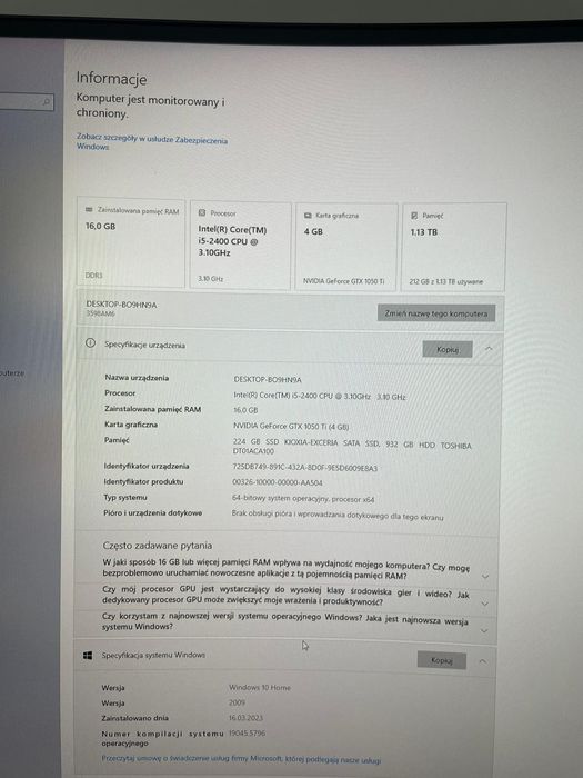 Komputer klawiatura monitor