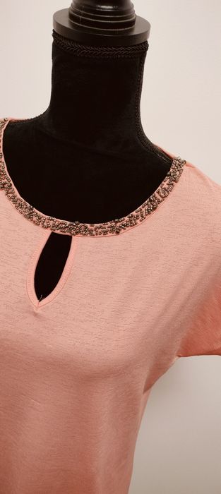 Bluzka elegancka morelowa 42 xl kamyczki
