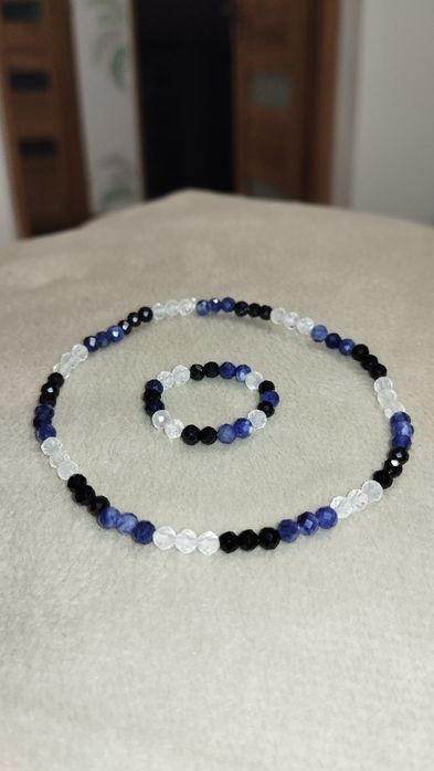 Zestaw bransoletka + pierścionek z kamieni