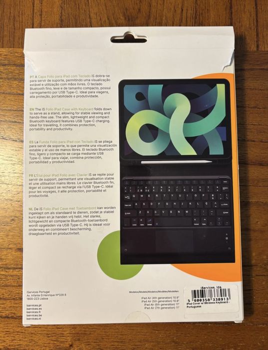 Capa de ipad com teclado sem fios
