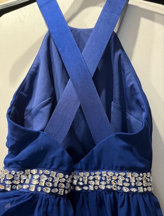 Pretty Little Thing granatowa sukienka wieczorowa maxi S M