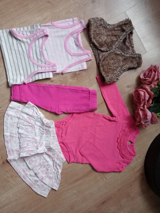 Ubranka dla dziewczynki niemowlaka zestaw ubranek 74 cm bolerko body