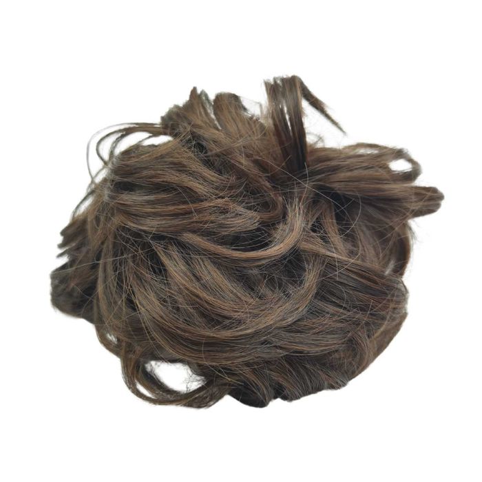 Treska na gumce kok messy bun czekoladowy brąz