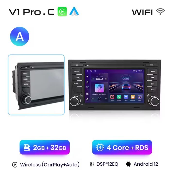 Rádio Audi A4 B6 B7 B8 B9 RS4 Carplay Android Auto GPS wifi BT 2/64GB