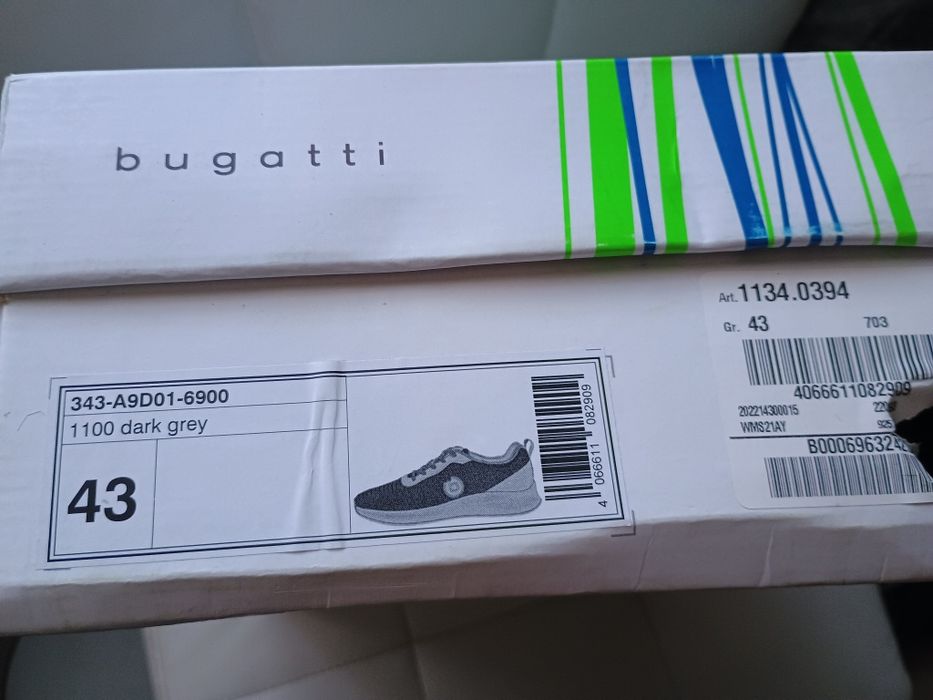 Sneakersy bugatti 43 wkładka ok 28,5 cm nowe buty męskie ciemno szare