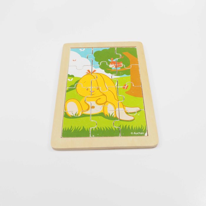 puzzle drewniane króliczek 12 sztuk Auchan