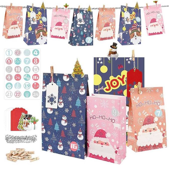 Torebka Torba Papierowa Na Prezenty Święta Mikołaj 24 Sztuki