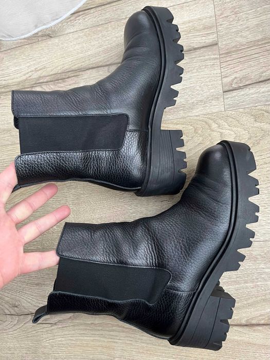 Czarne damskie buty sztyblety skórzane Szydłowski r. 37