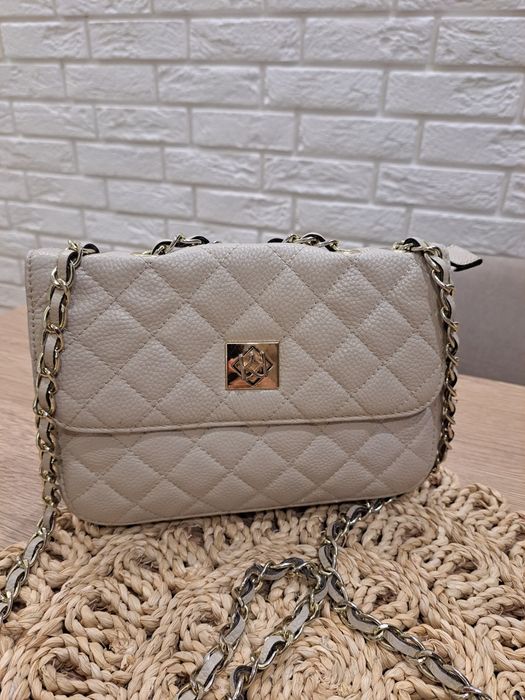 Torebka Kazar-Vidia beżowa do ręki lub ramię skór natura pikowana 799