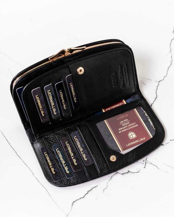 Portfel Damski PETERSON Poziomy Duży SKÓRZANY Elegancki LAKIEROWANY