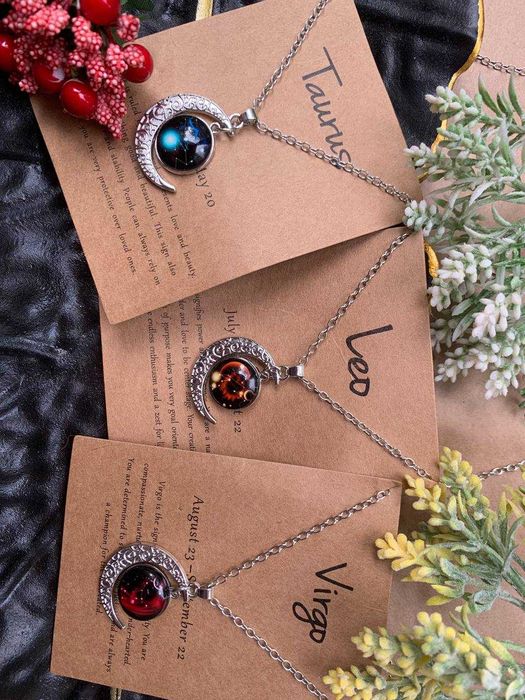 Світний кулон‑місяць Зодіаку – Телець / Лев / Діва