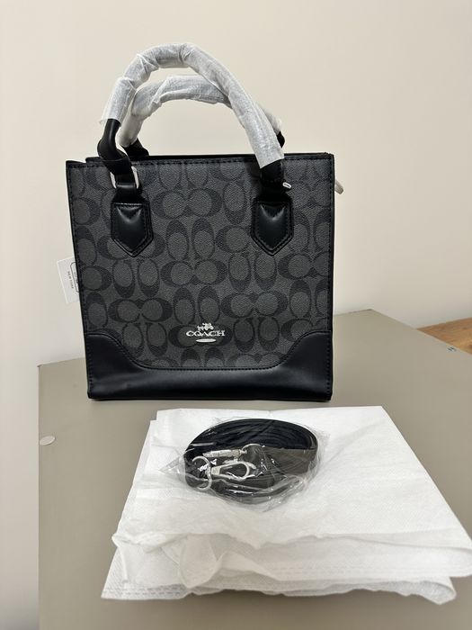 Сумка-тоут Coach чорна канва з монограмою, новий,заміник шкіри