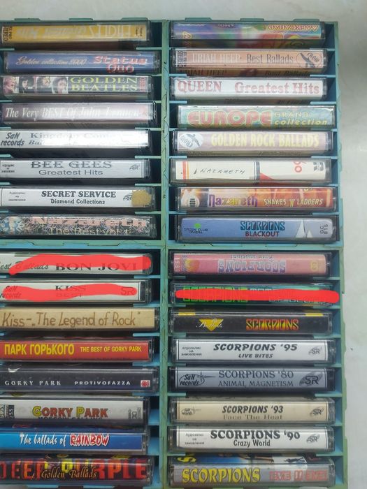 Аудио кассеты б/у Scorpions,  Kiss, Oueen,, Europe