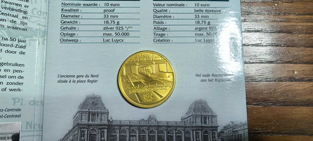 10€ bélgica proof  noord zuid prata