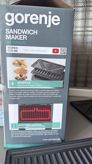 Gorenje вафельница, sandwich maker sm703gcg