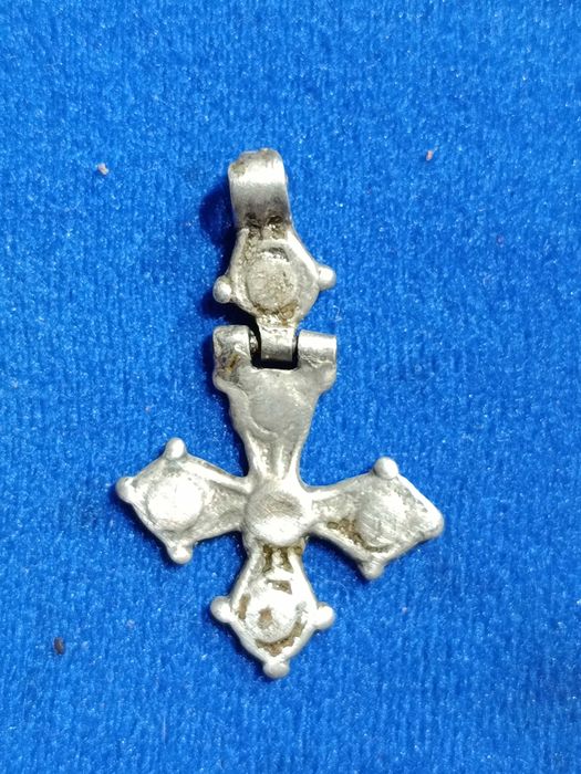 Cruz Prata Testada Copta Etiópia Séc XIX 4,1 cm 6,9 gr. Original