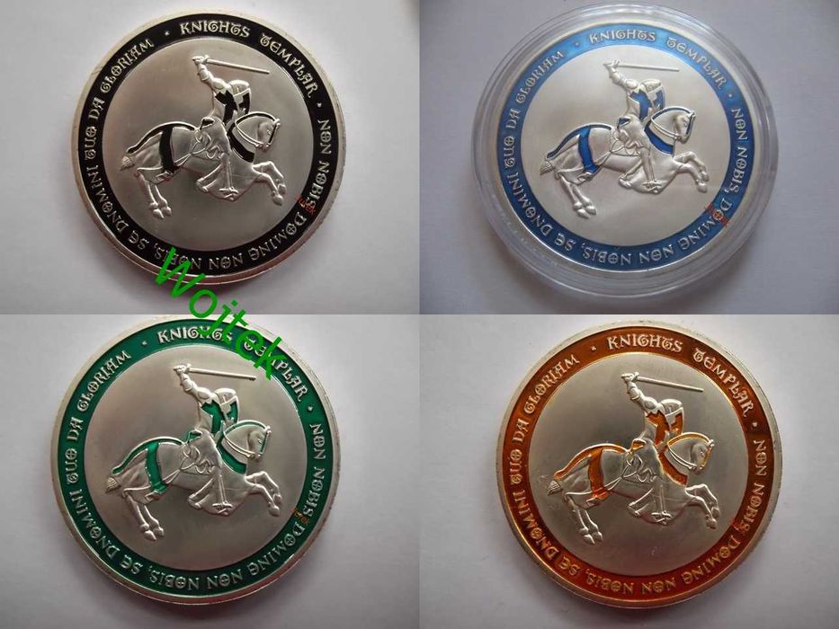 KRZYŻ ZAKON Templariuszy Moneta Medal Numizmat UNC Srebro Złoto Kapsel