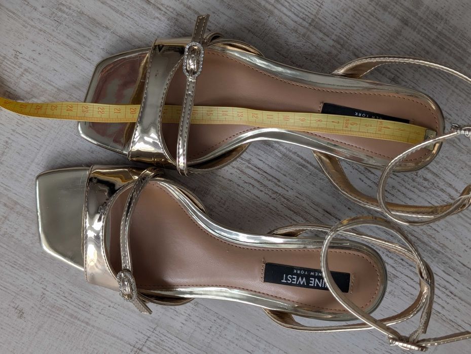 Sandały na obcasie Nine West 36 złote