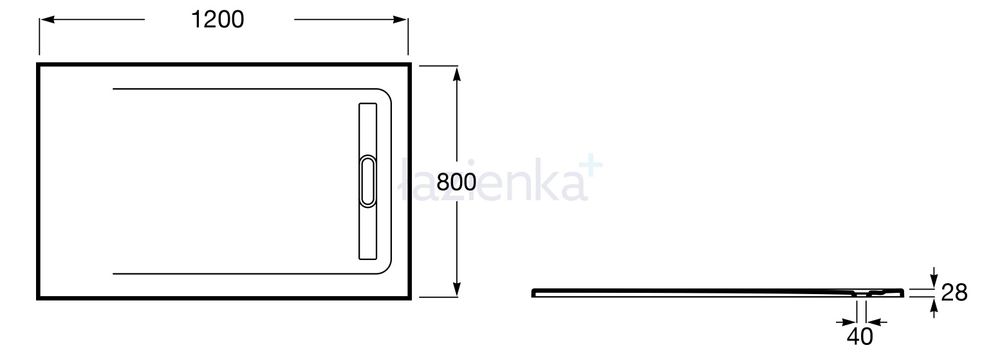 Brodzik  Roca Aquos 120x80 cafe + osłona odplywu od ręki