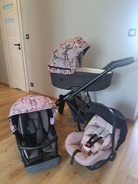 Wózek Bebetto Nitello kwiaty 3 w 1 + GRATISY