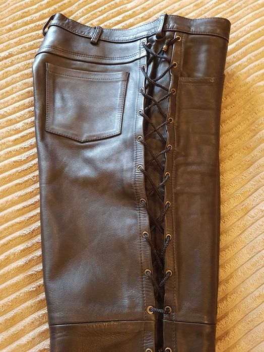 Кожаные Стильные Байкерские Штаны