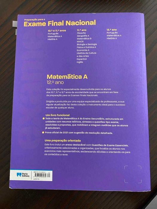 Livro de preparação para o exame de Matemática A - Porto Editora