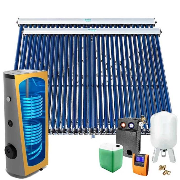 Zestaw solarny 2 x kolektor rurowo-próżniowy Weber Sol FX Vacuum 30 z zasobnikiem 400 l