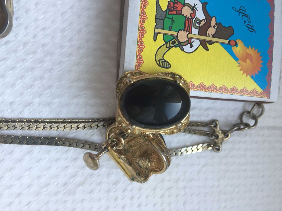 Кулон + кліпси, браслет з чорним агатом