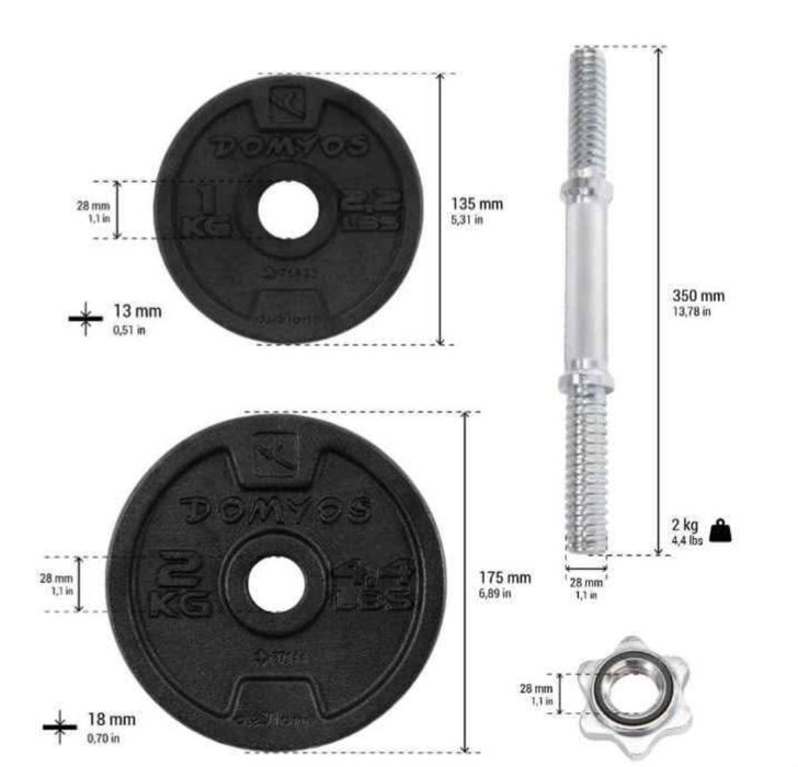 Kit Halteres Musculação 20kg Domyos (Decathlon) com Caixa