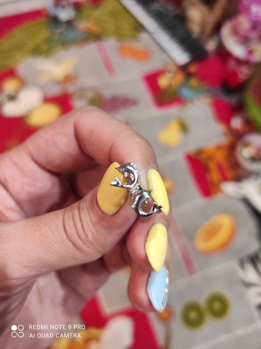 Детские серьги-дельфинчики. Серебро.