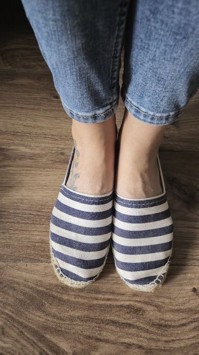 Espadryle baleriny lordsy paski marynarski styl