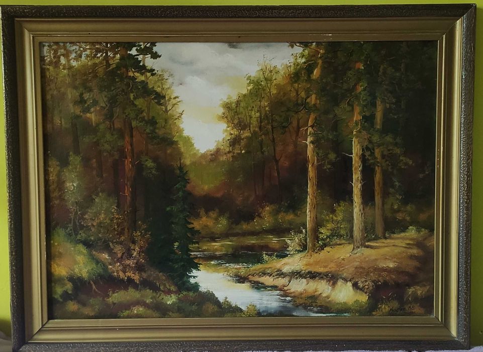 Stary obraz olejny na płótnie 50 x 80 cm