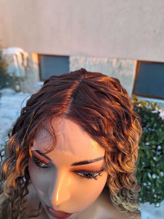 Długa Kręcona Peruka Ombre Z Koronką Z Przodu Lace Front Wig
