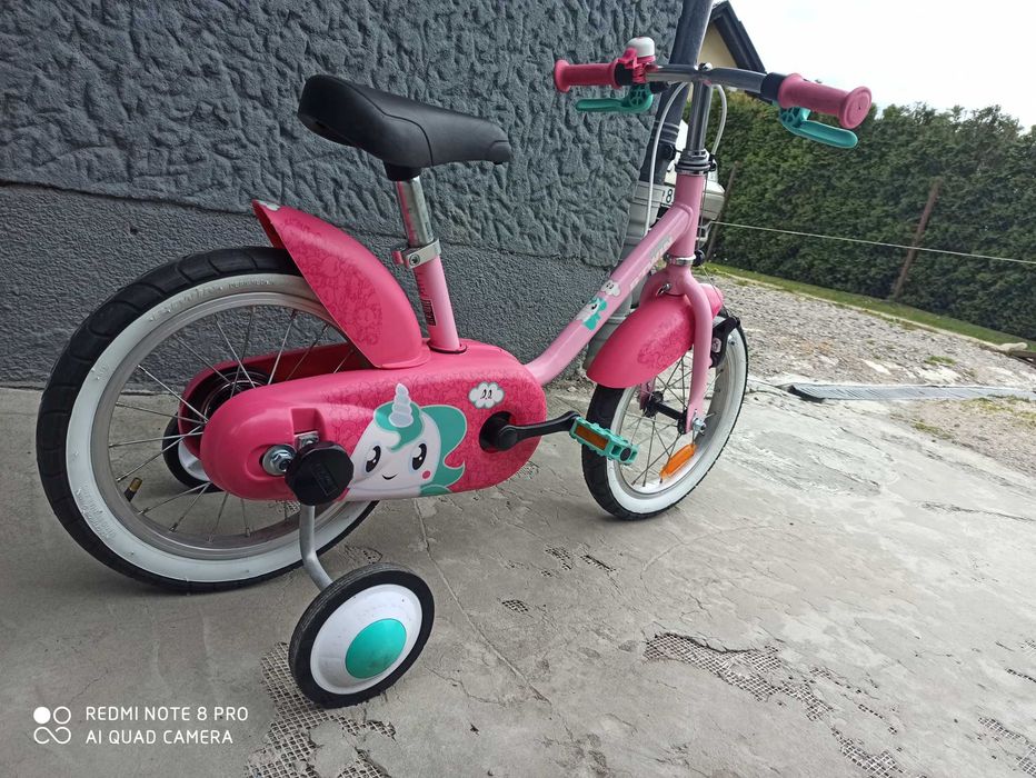 Rowerek 14 cali Btwin Jednorozec + Kolka Boczne ---W Idealnym Stanie