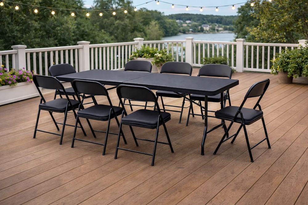 NOWY Zestaw 8 Krzeseł Ogrodowych Składane Metalowe Taras Balkon Ogród