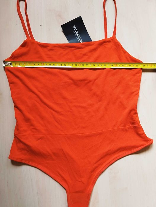 pomarańczowe body na ramiączkach L gładkie dopasowane elastyczne oranż